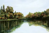 Jean Davenall Turner, Elbow River Calgary, acrylic on paper