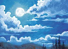 Robert Edward Wood, Full Moon, gouache on paper board