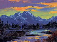 Robert Edward Wood, Sunset Contrast, oil on canvas board