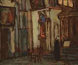 Emily Coonan, Bruges [La Cathedrale de Bruges], 1911, oil on wood panel