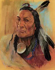 Nicholas Raphael de Grandmaison, Untitled - Portrait of a Chief, pastel on sandpaper