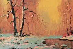 Roland Gissing, Untitled - Winter Stream, oil on canvas board