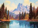 Emerald Lake by Roland Gissing, 1966, oil on canvas board, sold Nov 2020