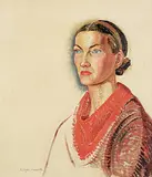 Untitled - Self Portrait by Zema Barbara Cogill Haworth, oil on canvas, sold Nov 2020
