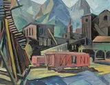 Wesley Fraser Irwin, Sunday at the Canmore Mines, oil on paper board