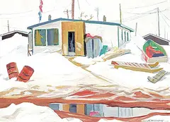 Doris Jean McCarthy, Untitled - Arctic Settlement, 1979, oil on wood board