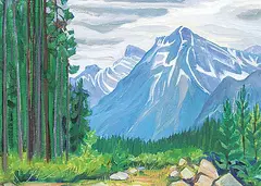Doris Jean McCarthy, Jasper - Banff Highway, 1977, oil on wood board