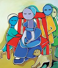 Daphne Odjig, Quietness and Confidence, 1983, acrylic on canvas