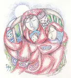 Daphne Odjig, Robes of Protection, 2009, coloured pencil on paper