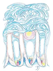 Cedars by Daphne Odjig, 2015, coloured pencil on paper, sold Nov 2020