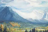 Fairholme Range from Campgrounds by Margaret Shelton, 1975, watercolour on paper, sold Nov 2020