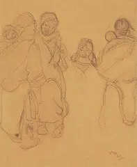 Frederick Varley, Eskimo Grouping, 1938, graphite on paper