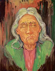Mildred Valley Thornton, Helen, Widow of Almighty Voice, Cree [Old Blind Helen], 1945, oil on canvas board