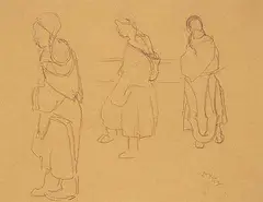 Frederick Varley, Eskimo Women, Nascopie Ontario, 1938, graphite on paper