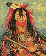 George - After Catlin, Buffalo Bull’s Back Fat - Head Chief of the Blood Tribe, oil on canvas mounted on board