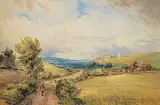Edward Matthews, Arundel Castle, Vale of Arundel, Sussex, 1885, watercolour on paper