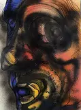 Untitled - Inferno Face by Ernest Iosipovitch Neizvestney, mixed media on paper, sold Nov 2020