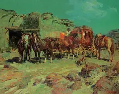 Wil Timpe, Wells Fargo, Way Station, 1970, oil on canvas