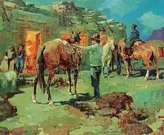 Wil Timpe, Roman Trading Post, 1983, oil on canvas board