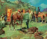 Wil Timpe, Roman Trading Post, 1983, oil on canvas board