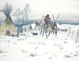 David Emmett Williams, Untitled - Back from the Hunt, 1963, gouache on paper