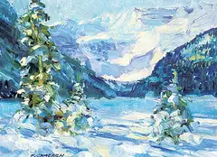 Fred Cameron, Fresh Snow - Lake Louise, oil on wood board