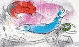 Le Poisson Bleu, Paris / The Blue Fish by Marc Chagall, 1957, colour lithograph on paper, sold Nov 2020