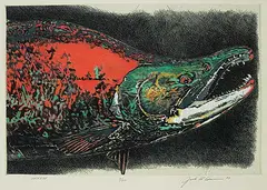 Jack Lee Cowin, Sockeye #3/20, 1993, hand coloured etching on paper
