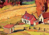 Jean-Guy Desrosiers, A la Sortie de Baie St. Paul, Charlevoix, oil on wood board