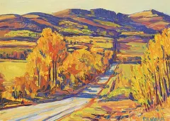 Golden Trees by William Duma, acrylic on wood board, sold Nov 2020