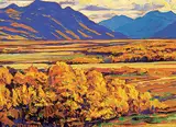 William Duma, Waterton View, oil on wood board