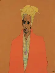 John Howard Gould, Young Actress with Wrapped Head, 1986, mixed media on paper