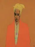 John Howard Gould, Young Actress with Wrapped Head, 1986, mixed media on paper