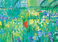 Donald Harvey, Untitled - Flowers in the Greenhouse, 1993, oil pastel on paper mounted to board