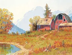 George A. Horvath, Mountain Farmstead, 1992, oil on canvas