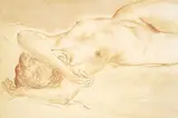Louis Muhlstock, Untitled - Reclining Nude, chalk on paper