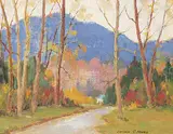 Lincoln Godfrey Morris, In the Laurentide Park, Quebec, oil on wood board