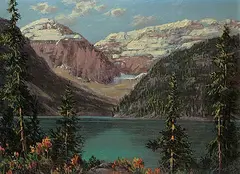 Otto Planding, Lake Louise, oil on wood board