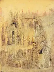 Ronald John Spickett, Untitled - Automatic Drawing, mixed media on paper mounted on wood board