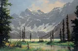Karl E. Wood, Chephren Lake, Banff Nat'l Park, oil on canvas