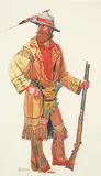 Hollis Randall Williford, Canadian Mountaineer, gouache and watercolour on paper