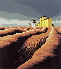 J. Thomas Hinton, Untitled - Elevators and Gullies, gouache on paper