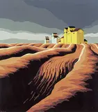 J. Thomas Hinton, Untitled - Elevators and Gullies, gouache on paper