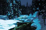 J. Thomas Hinton, Creek Colours [Winter Nocturne], gouache on paper