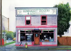 Robert Edward Amos, Connaught Grocery, watercolour and ink on paper