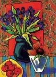 Nixie Barton, Purple Tulips, acrylic on paper