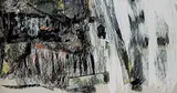 Derek Michael Besant, Waterfall, mixed media collage on paper board