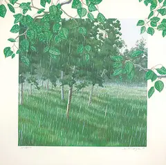David Denyse, Down Pour, 1980, mixed media on paper