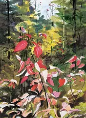George Arthur Evoy, Autumn's First Reds, watercolour on paper