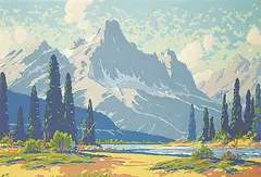 Roland Gissing, Untitled - Towards the Mountains, colour silkscreen on paper